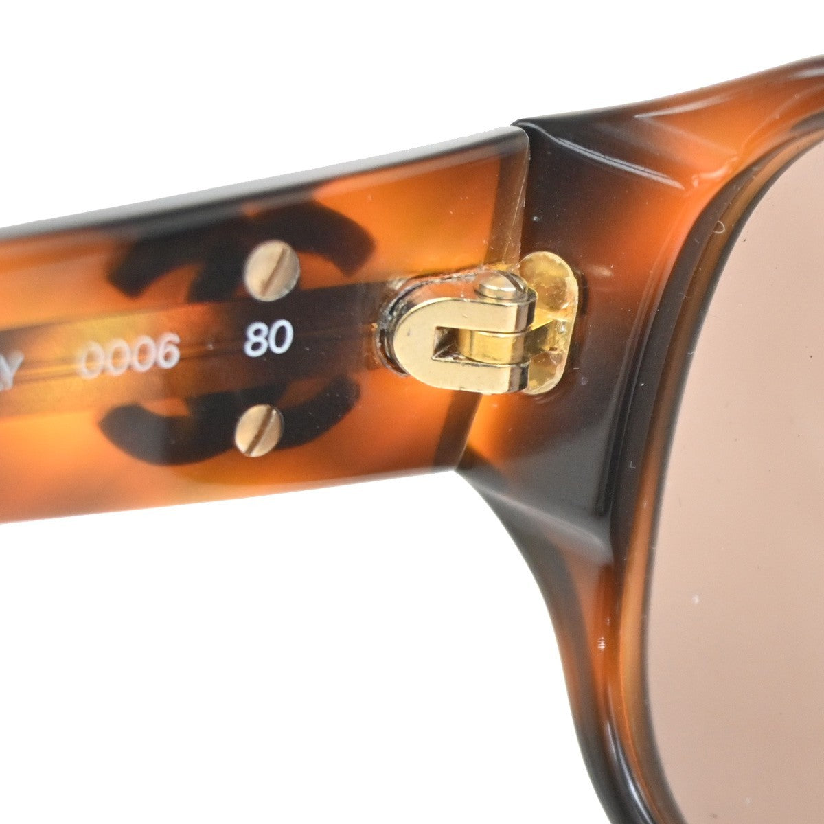 CHANEL CC Logo Sunglasses Eye Wear Plastic Brown GHW Italy 0006 09RL981