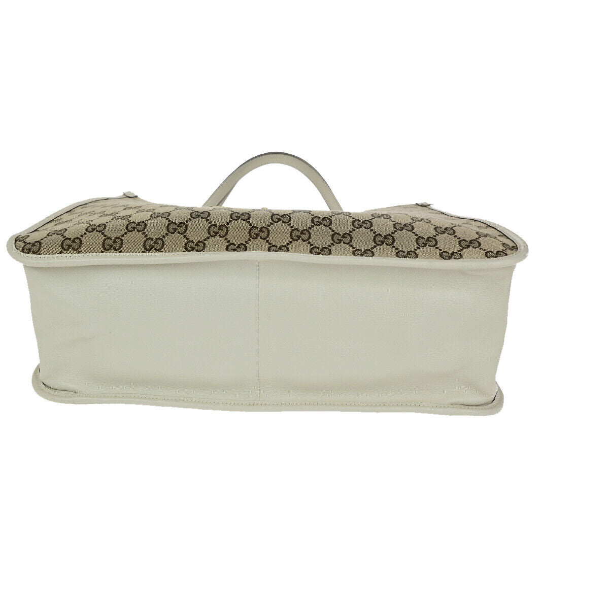 GUCCI Logo Horsebit GG Pattern Shoulder Bag Canvas Leather Brown White 20YG552