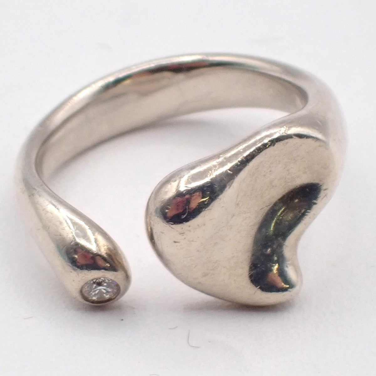Tiffany & Co. Logo Elsa Peretti Open Heart Ring US Size 6 Silver Ag 925 09KP561