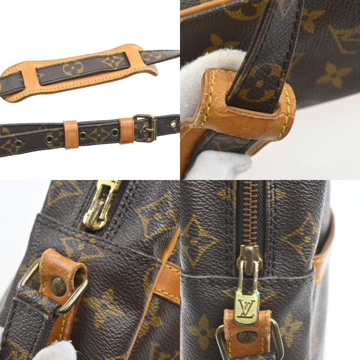 LOUIS VUITTON Logo Danube MM Shoulder Bag Monogram Leather Brown M45264 86SA147