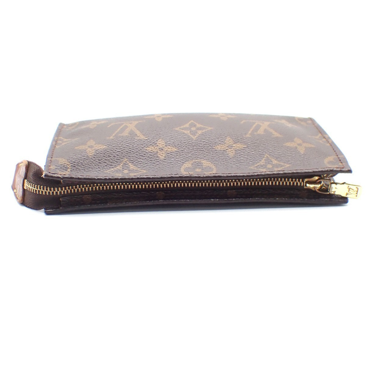 LOUIS VUITTON Logo BUCKET PM Pouch Bag Monogram Leather Brown France 02KC143