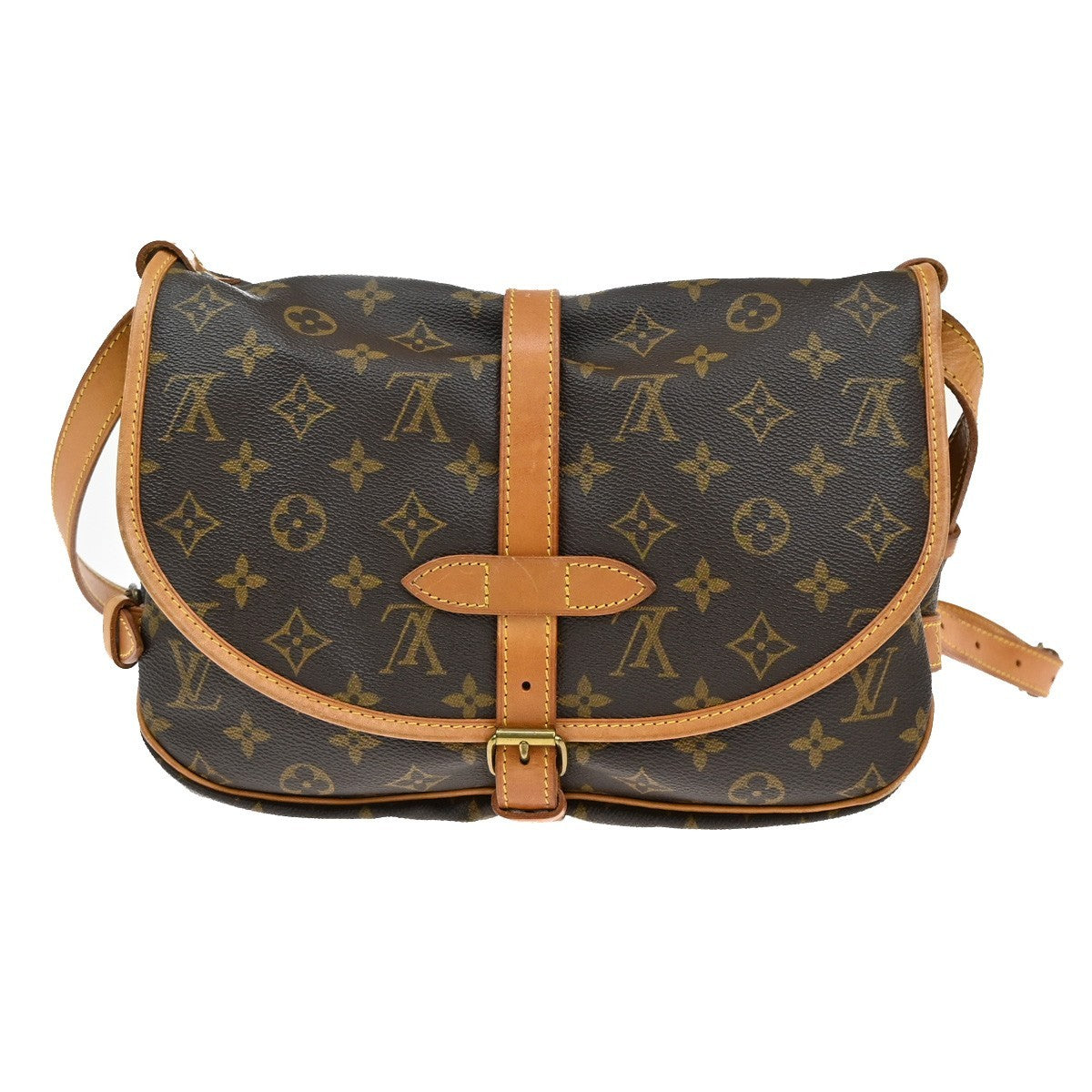 LOUIS VUITTON Logo Saumur 30 Shoulder Bag Monogram Leather Brown M42256 16KB413