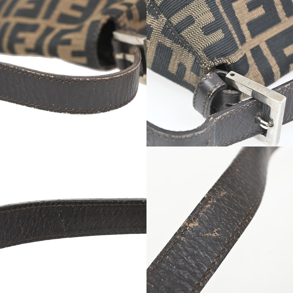 FENDI Mamma Baguette Zucca Shoulder bag Canvas Leather Brown SHW Italy 46KC909