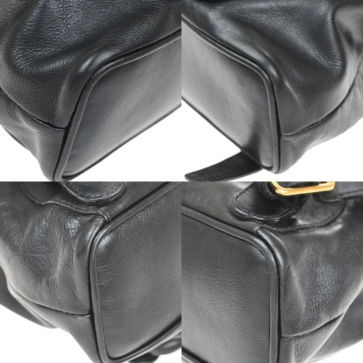 GUCCI Logo Bamboo Drawstring Backpack Bag Leather Black GHW Italy 38CA875