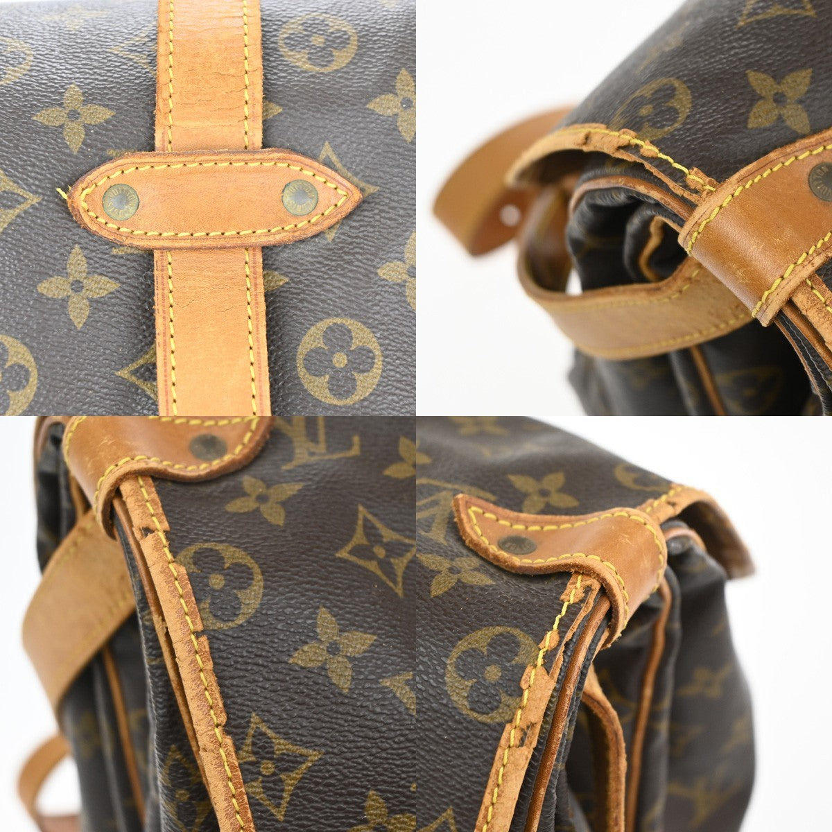 LOUIS VUITTON Logo Saumur 43 Shoulder Bag Monogram Leather Brown M42252 81MA628
