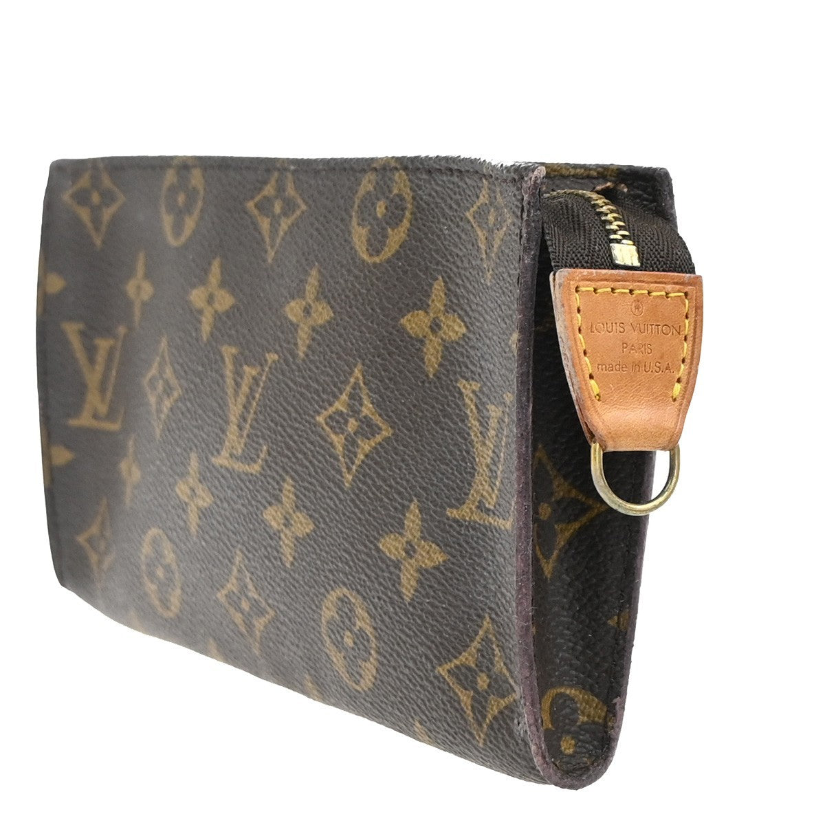 LOUIS VUITTON Logo Bucket GM Pouch Bag Monogram Leather Brown GHW USA 05KC932