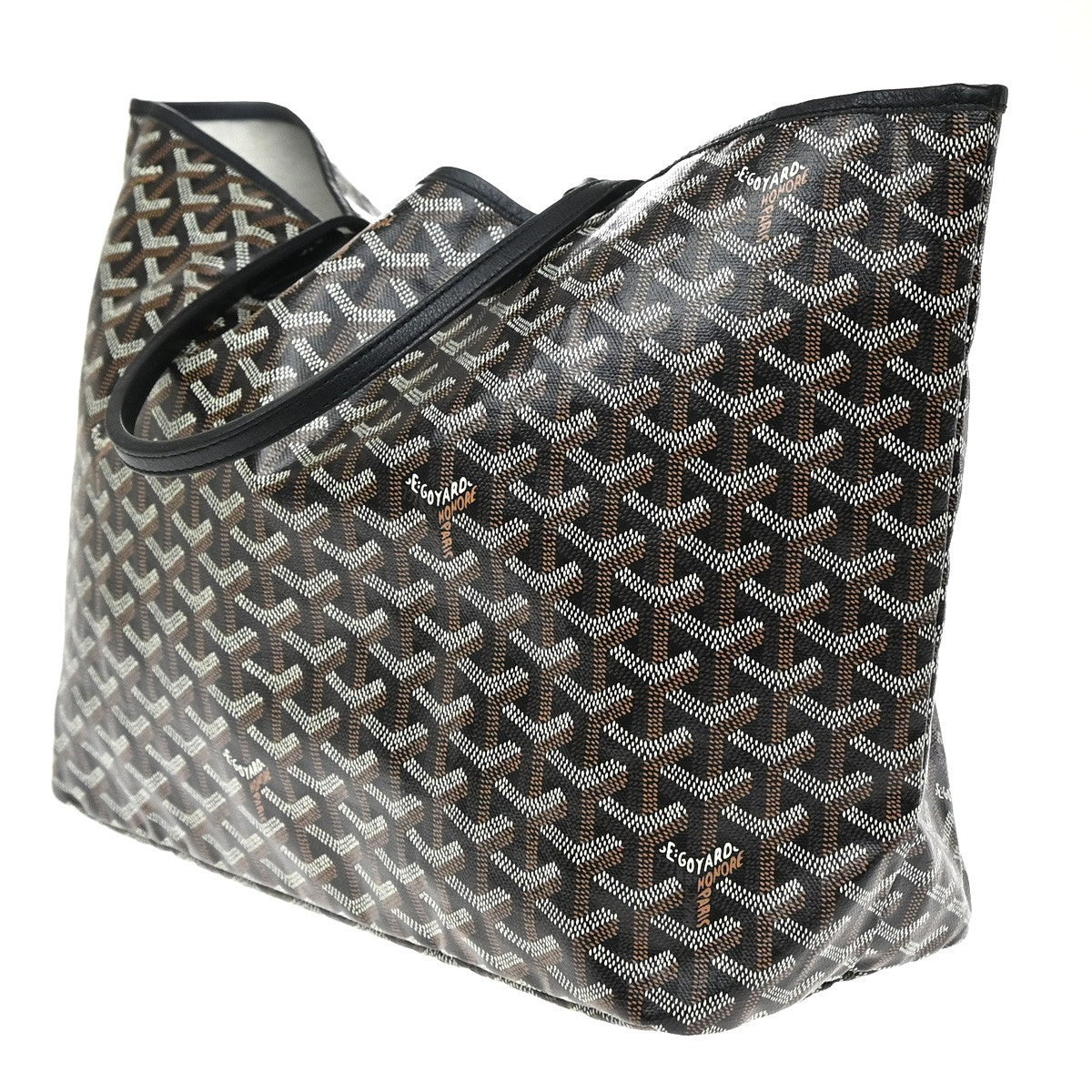 GOYARD Saint Louis PM Shoulder Tote Bag Coating Canvas Leather Black 332RF940