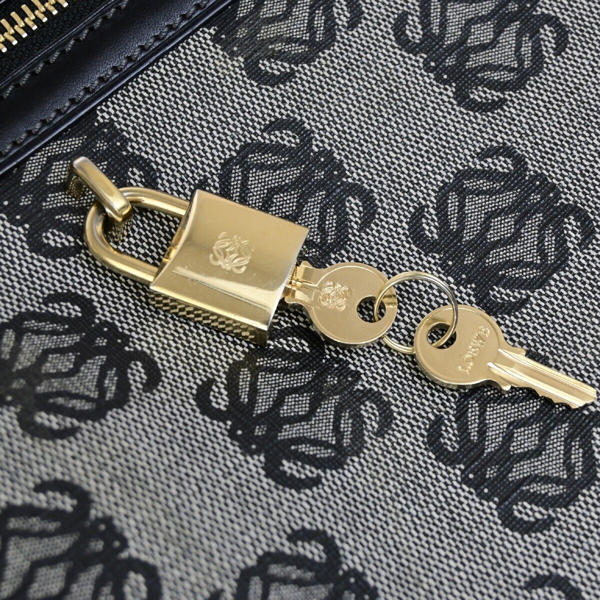 LOEWE Logo Anagram Crossbody Shoulder Bag PVC Leather Navy Blue GHW 32EC953