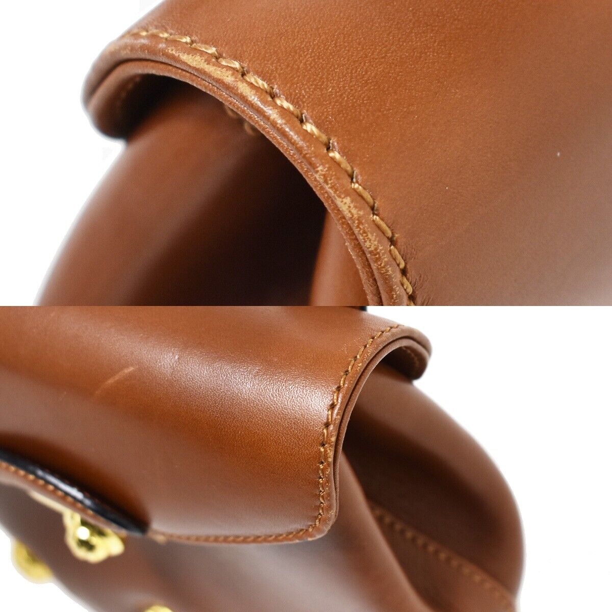 SALVATORE FERRAGAMO Logo Crossbody Shoulder Bag Leather Brown Gold Italy 61GA687