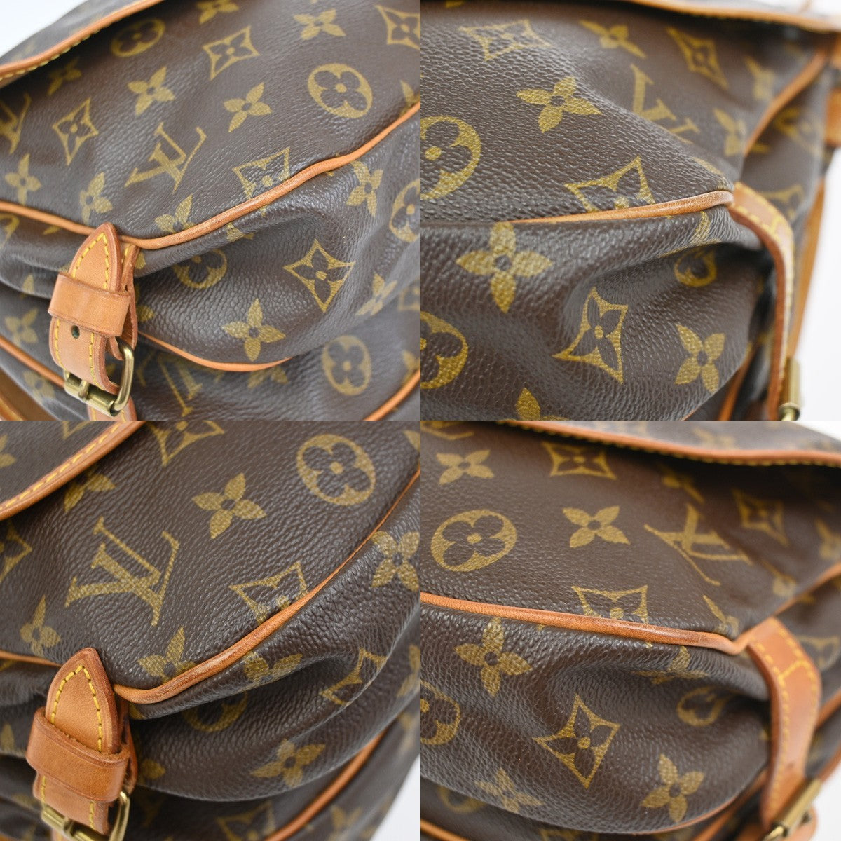 LOUIS VUITTON Logo Saumur 30 Shoulder Bag Monogram Leather Brown M42256 82YJ182