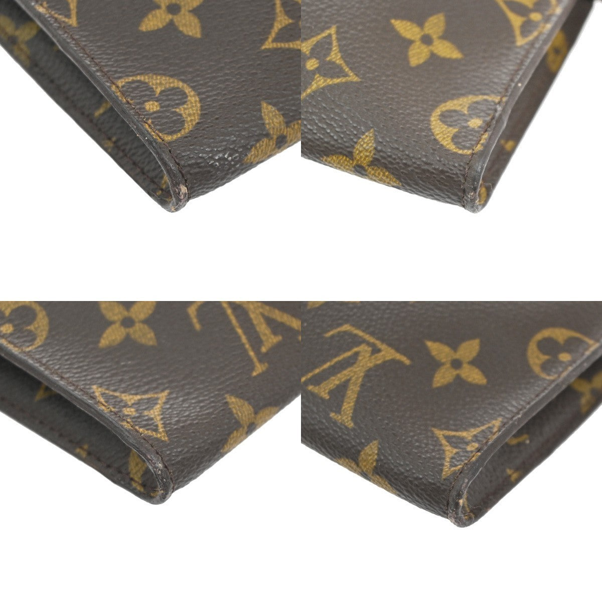 LOUIS VUITTON Logo BUCKET PM Pouch Bag Monogram Leather Brown France 05MA345