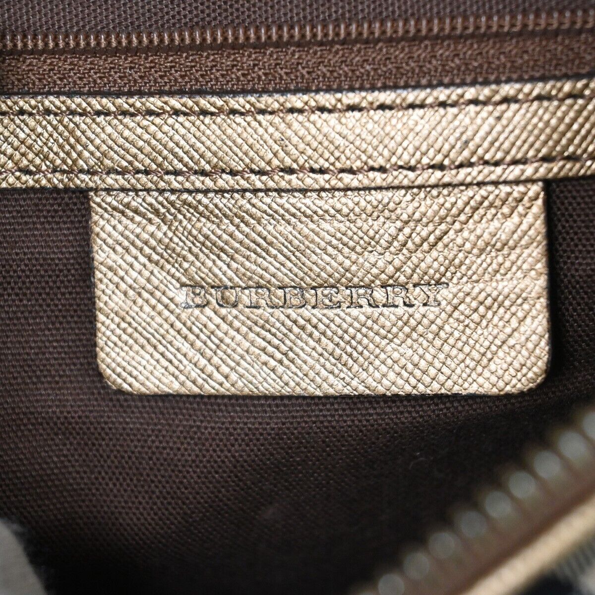 BURBERRY Logo Nova Check Shoulder Bag Canvas Leather Beige Gold Silver 60HB657