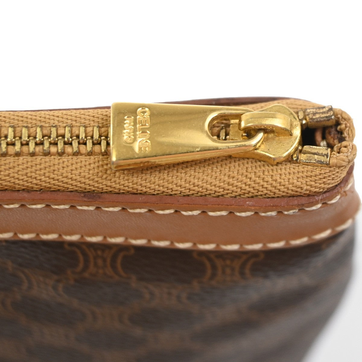 CELINE Logo Macadam Pattern Clutch Pouch Bag PVC Leather Brown GHW Italy 38KD013