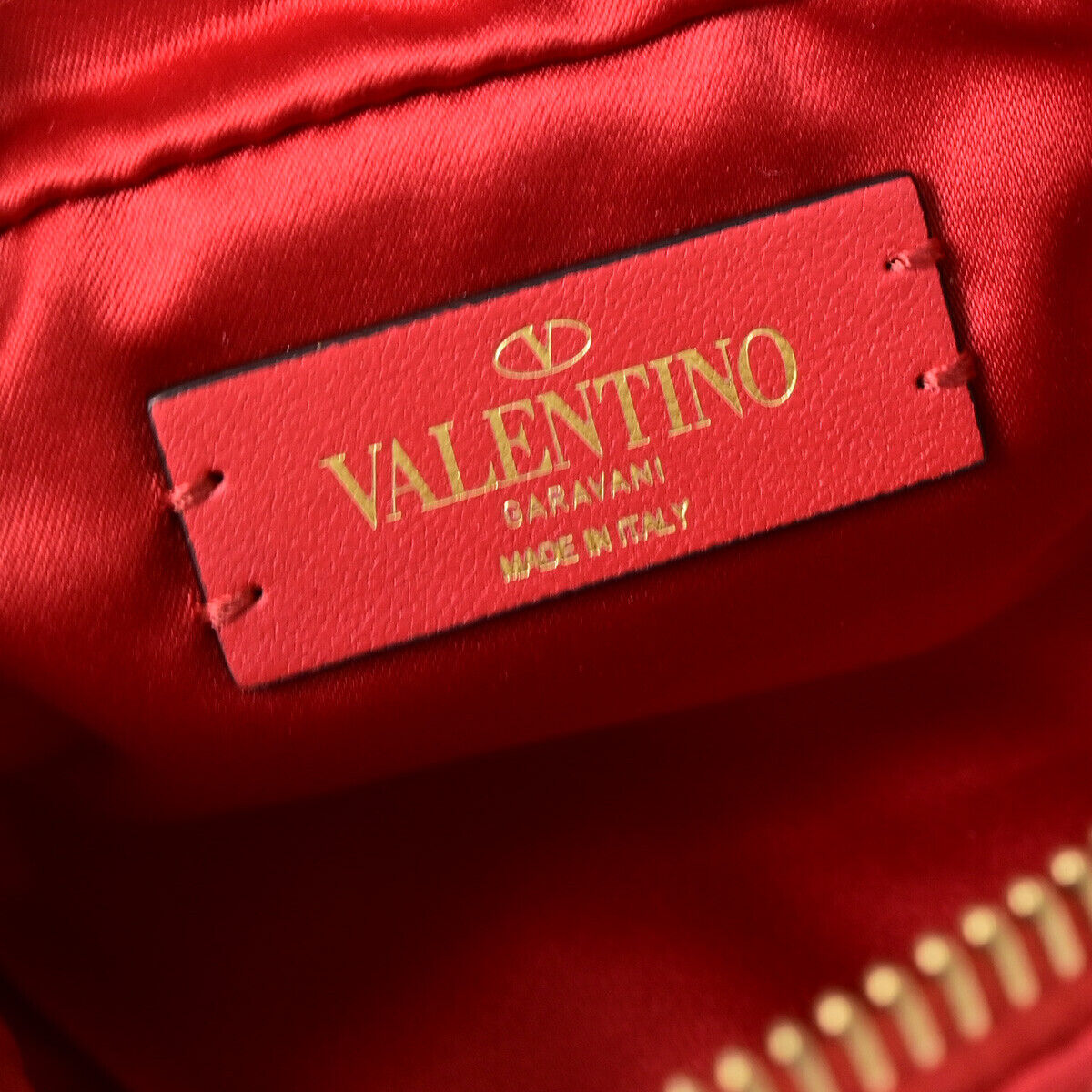 VALENTINO GARAVANI Logo Cosmetic Pouch Nylon Leather Red GHW Italy 09YF133