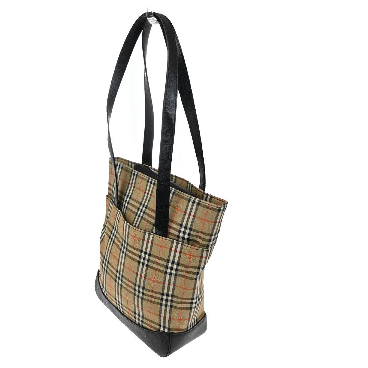 BURBERRY Logo Nova Check Shoulder Tote Bag Canvas Leather Beige Black 31RL707