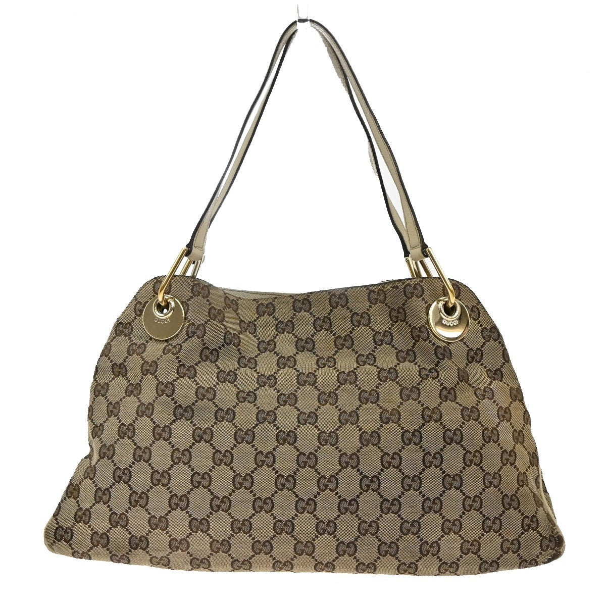 GUCCI GG Pattern Shoulder Tote Bag Canvas Leather Brown GHW Italy 61YH810