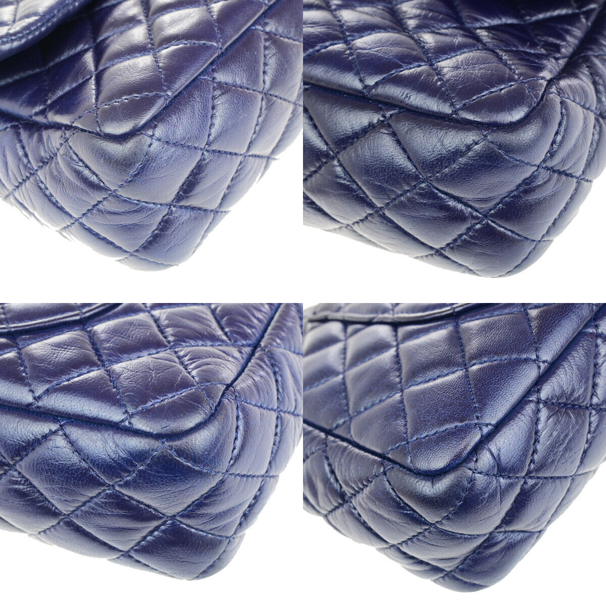 CHANEL CC Logo Valentine Matelasse Chain Shoulder Bag Leather Blue GHW 898RK737