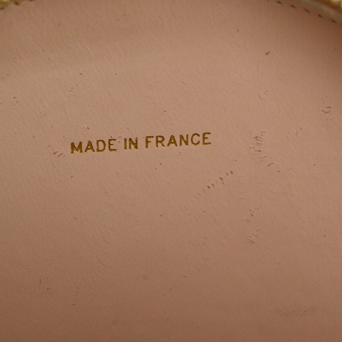 CHANEL CC Matelasse Round Vanity Chain Hand Bag Patent Leather Beige 6600LC414