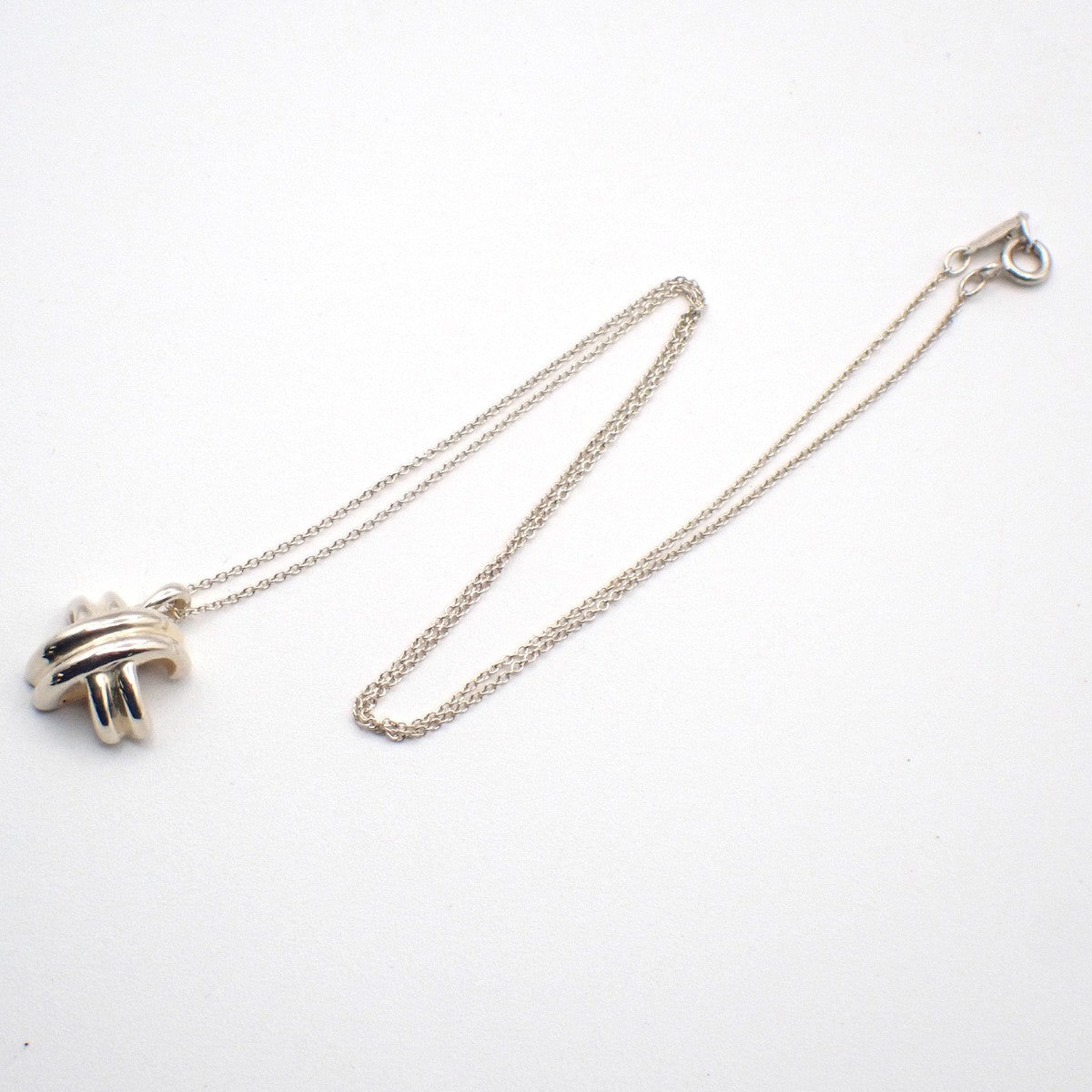 Tiffany & Co. Signature X Cross Chain Necklace Pendant Ag 925 Silver 05KC577
