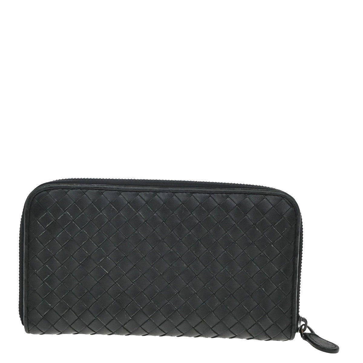 BOTTEGA VENETA Intrecciato Zipper Around Long Wallet Leather Black Italy 65KP223