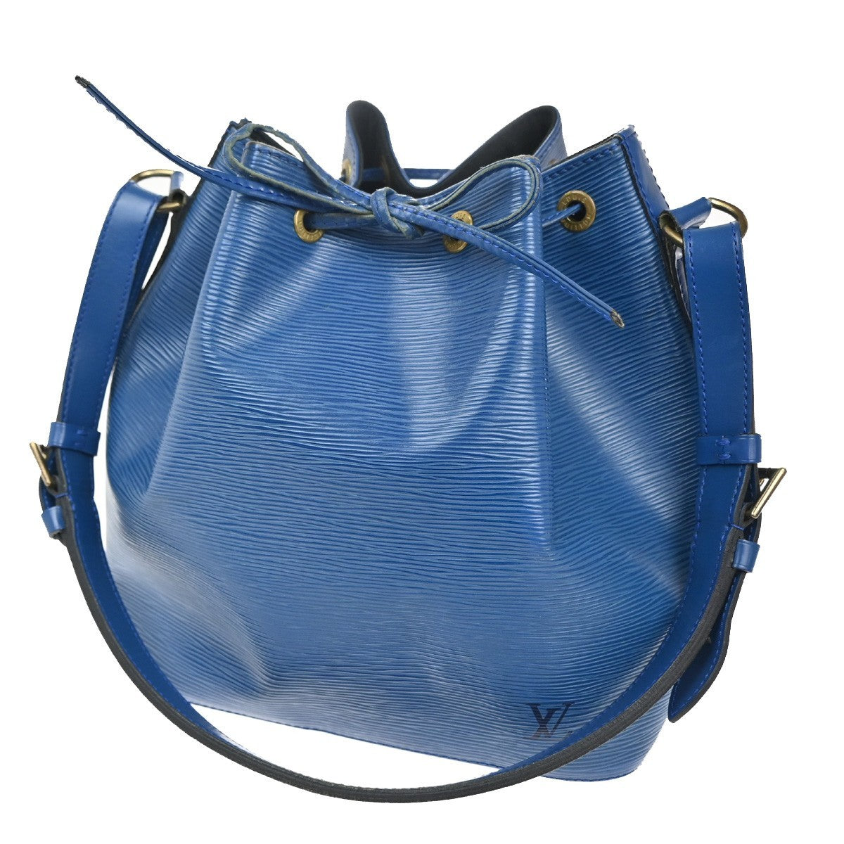 8.Live LOUIS VUITTON LV Petit Noe Shoulder Bag Epi Leather Blue M44105 32CA679