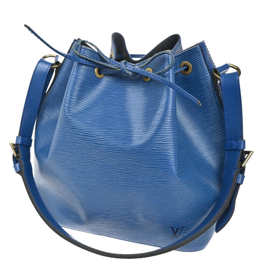 8.Live LOUIS VUITTON LV Petit Noe Shoulder Bag Epi Leather Blue M44105 32CA679
