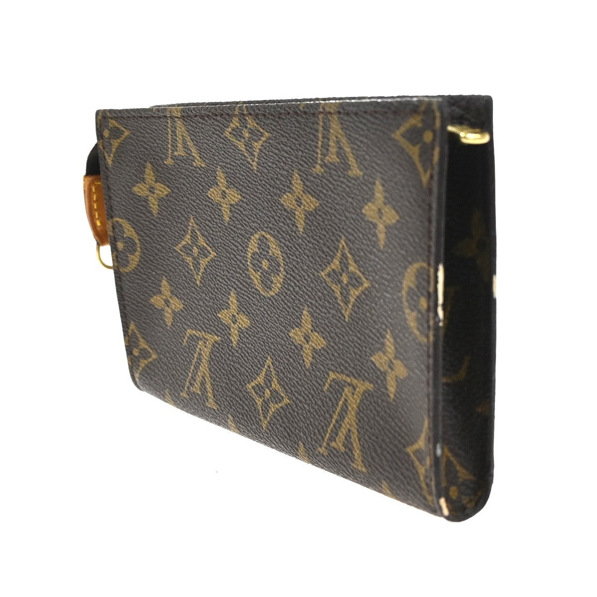 LOUIS VUITTON Logo BUCKET PM Pouch Bag Monogram Leather Brown France  05TA489