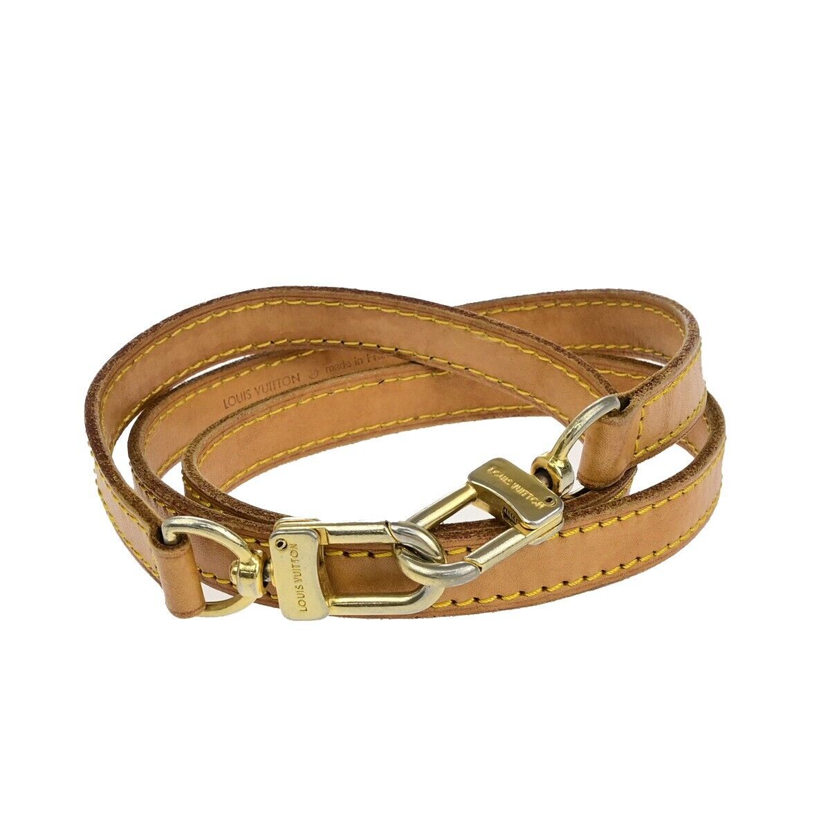 LOUIS VUITTON Logo Shoulder Strap Leather Brown Gold Bag Accessory 60EB696