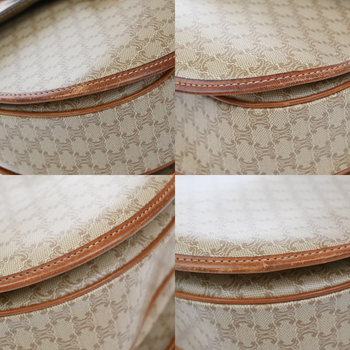 CELINE Logo Macadam Pattern Shoulder Bag PVC Leather Brown GHW Italy 63KB327