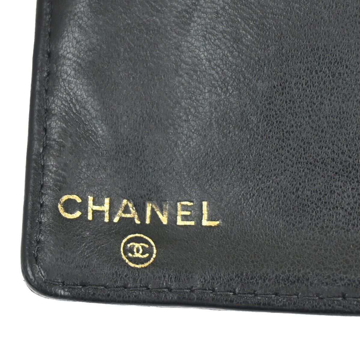 CHANEL CC Logo Long Bifold Wallet Purse Caviar Skin Leather Black France 81RJ714