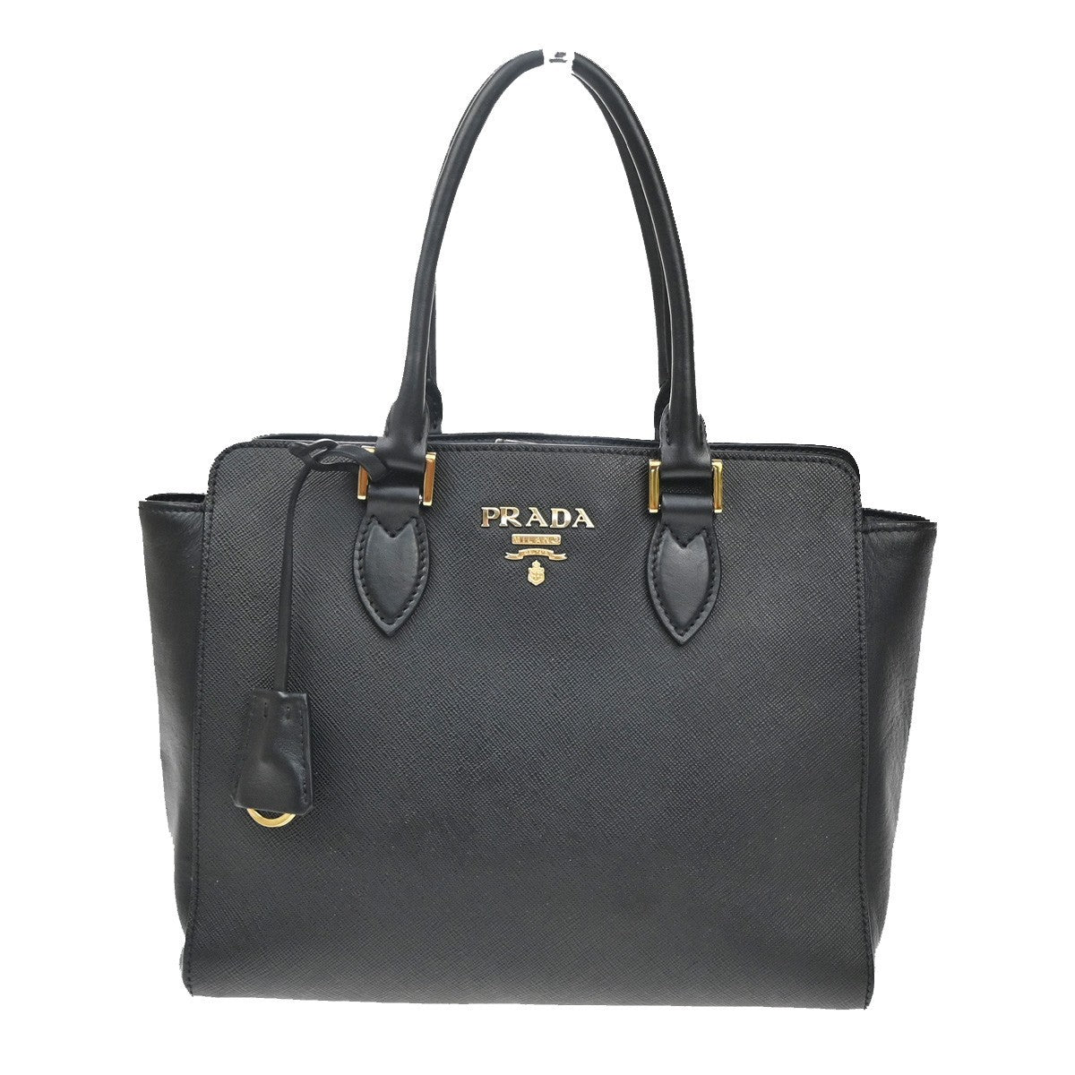 PRADA Logo Galleria Tote Hand Bag Saffiano Leather Black GHW 73PA039
