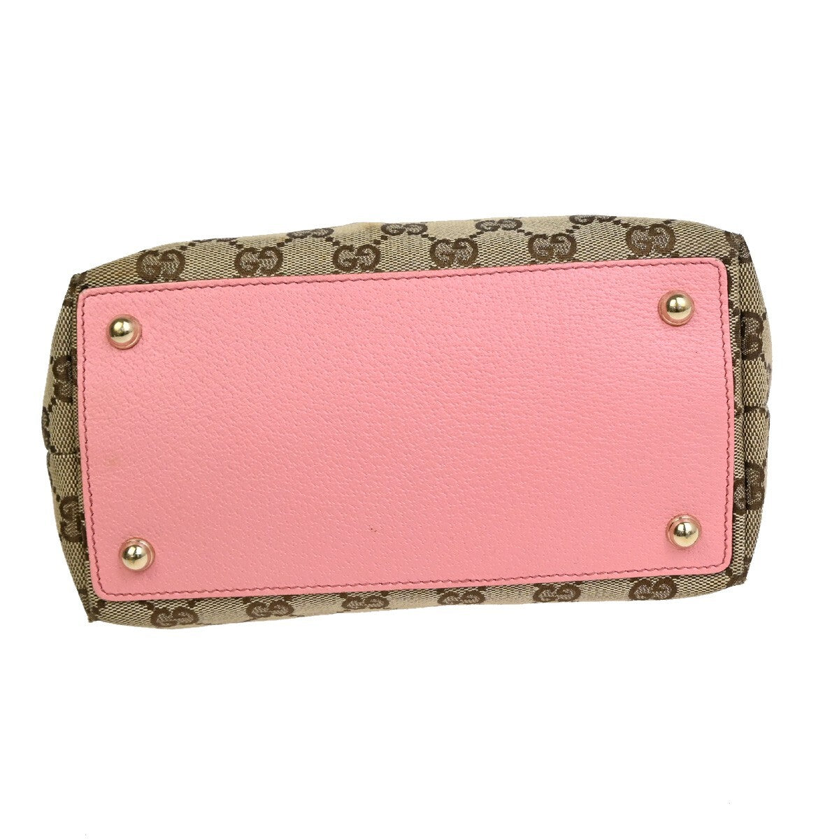 GUCCI Logo GG Pattern Mini Hand Tote Bag Canvas Leather Brown Pink 34FB571