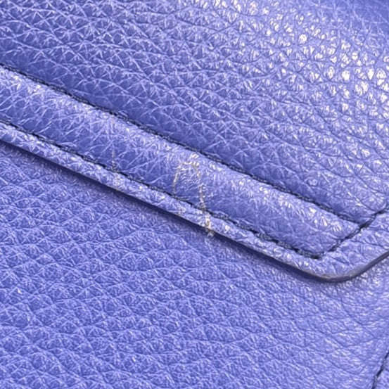 CHLOE Logo Chain Shoulder Bifold Long Wallet Leather Blue GHW Spain 64MA495