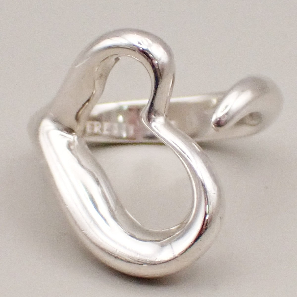 Tiffany & Co. Logo Open Heart Ring US #6 Silver 925 Elsa Peretti 09YH738