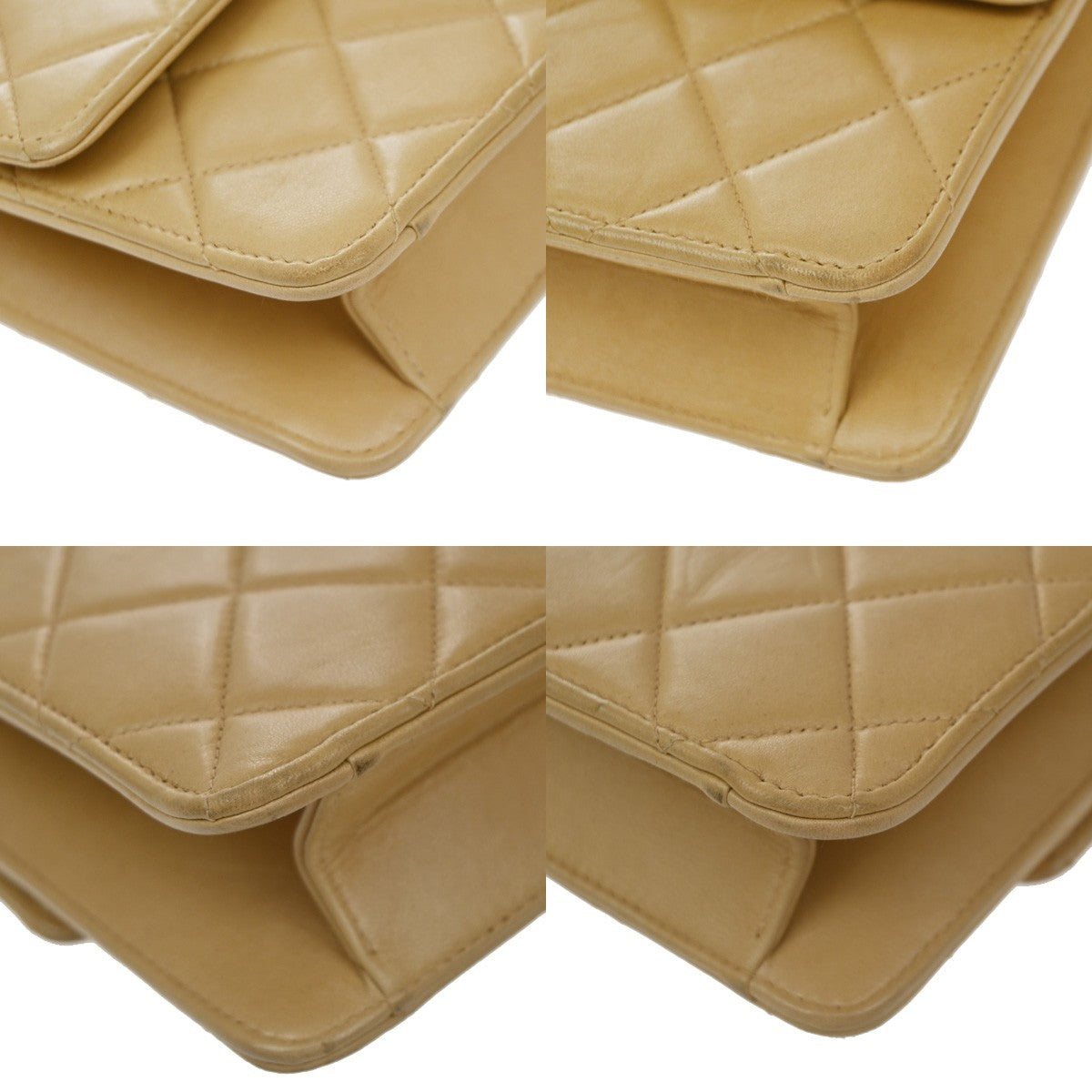 CHANEL Matelasse 22 Shoulder Bag Leather Beige Vintage 396RP180
