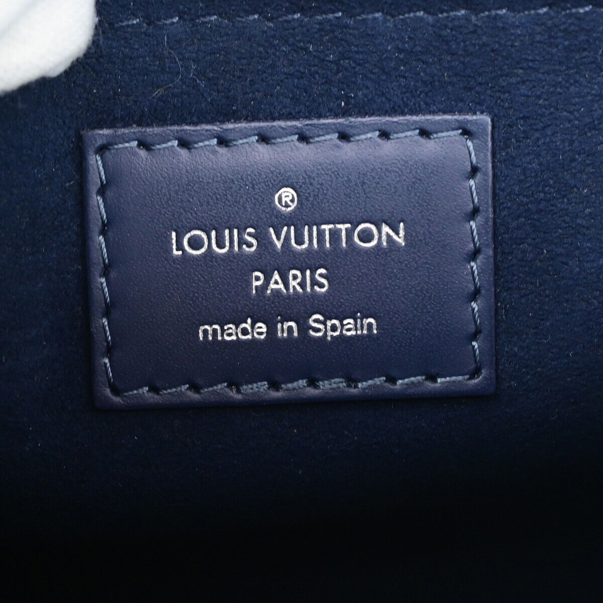 LOUIS VUITTON Logo Neverfull Pouch Epi Leather Indigo Blue SHW Spain 63YF452