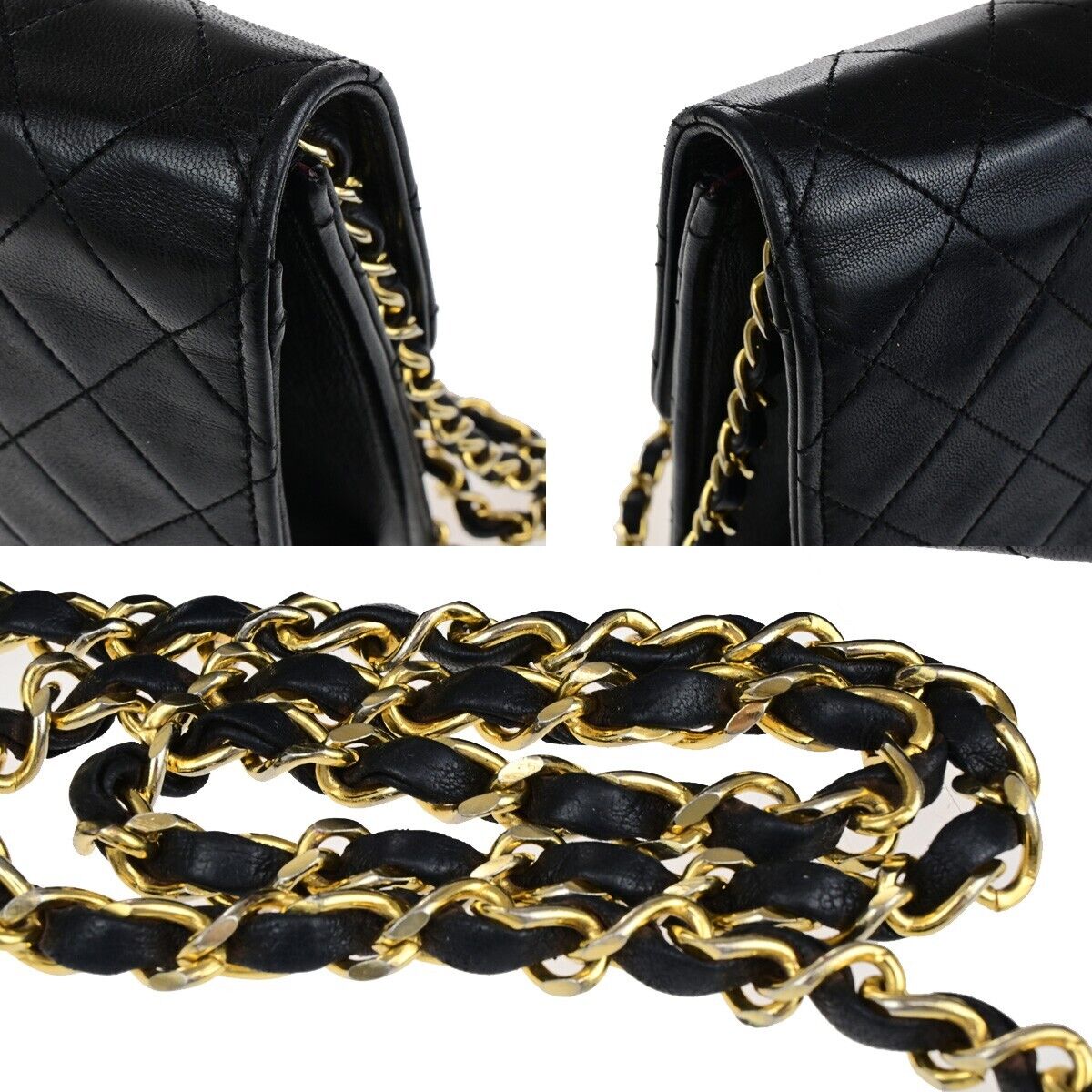 CHANEL CC Logo Matelasse Chain Shoulder Bag Leather Black GHW 41RK820