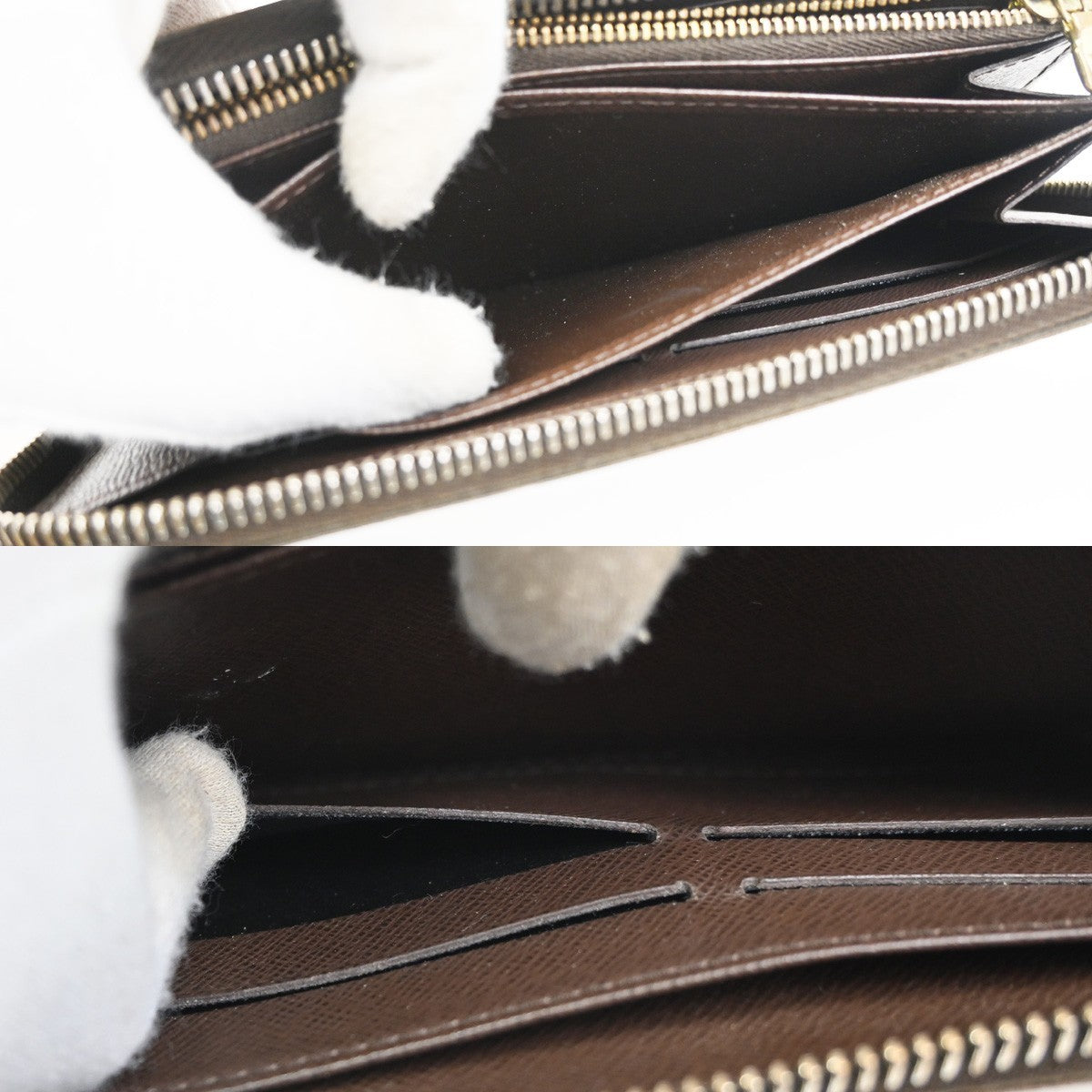 LOUIS VUITTON LV Logo 2 Set Zipper Wallet Monogram Damier Leather Brown 64KC511