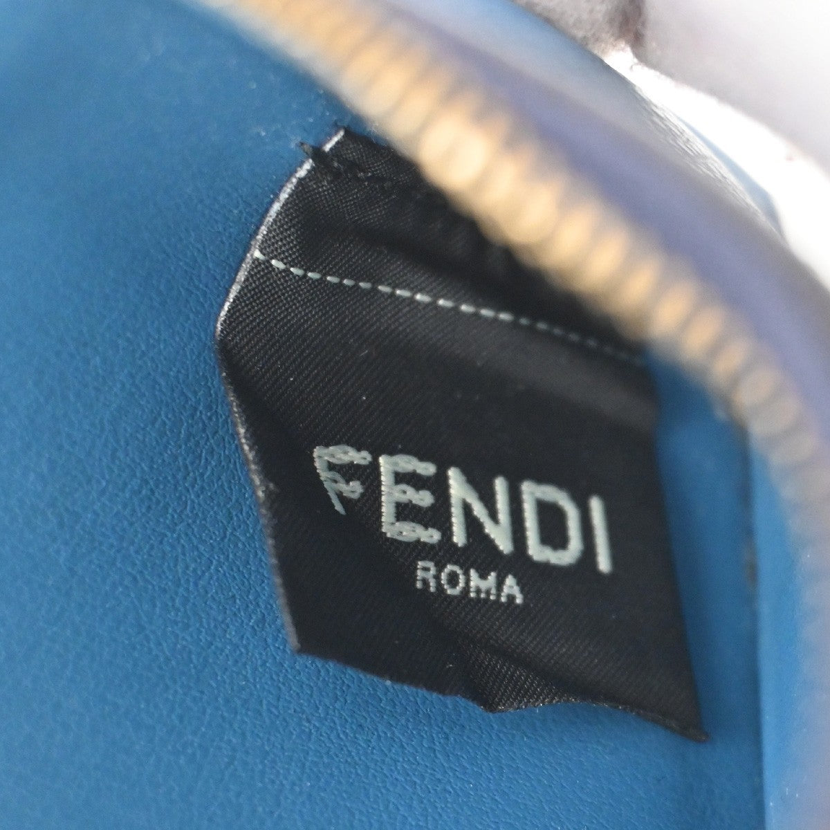 FENDI  Logo Fragment Case Coin Wallet Purse Leather Blue GHW Italy 63CA862