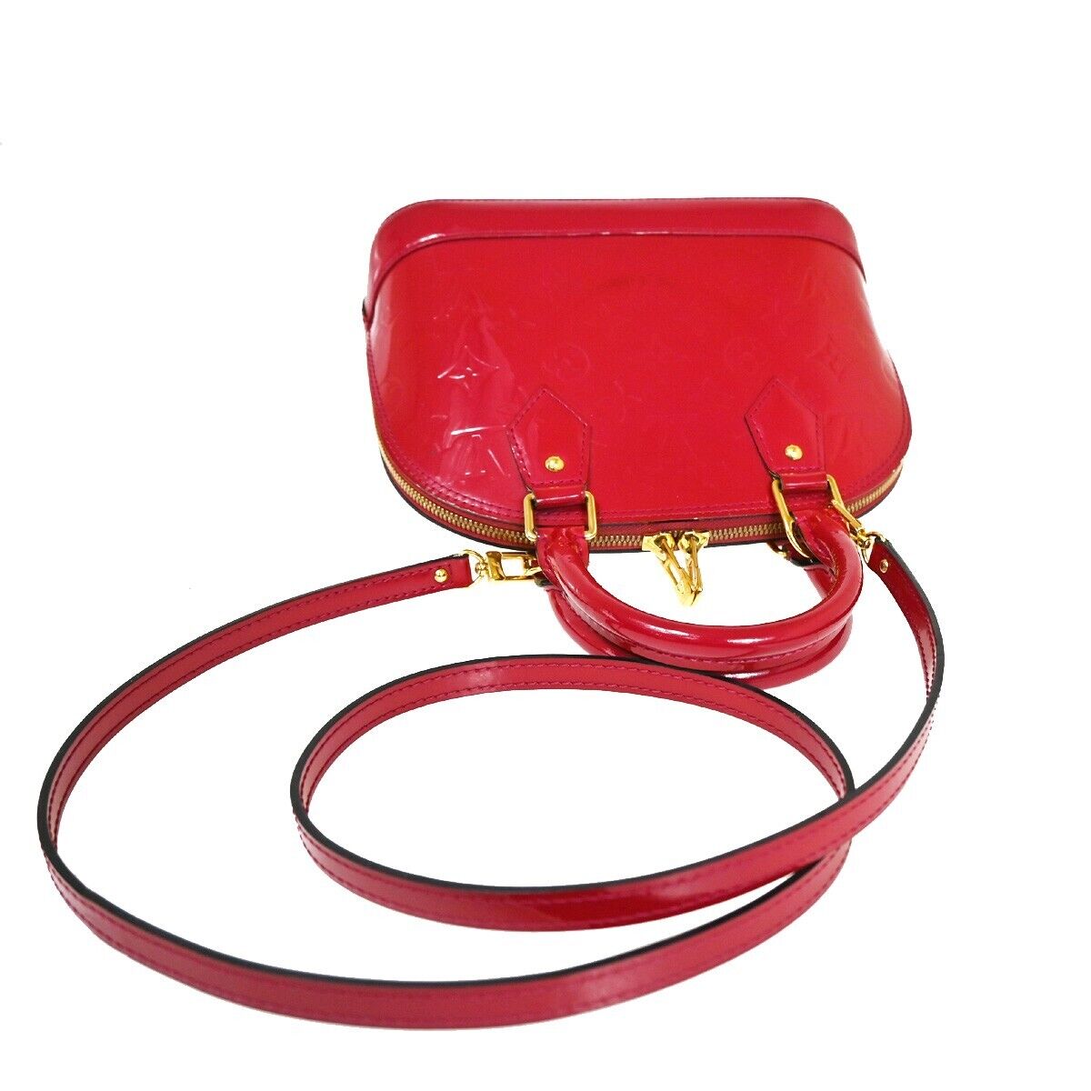 LOUIS VUITTON Alma BB Hand Bag Monogram Vernis Rouge Grenadine M91698 24YE215