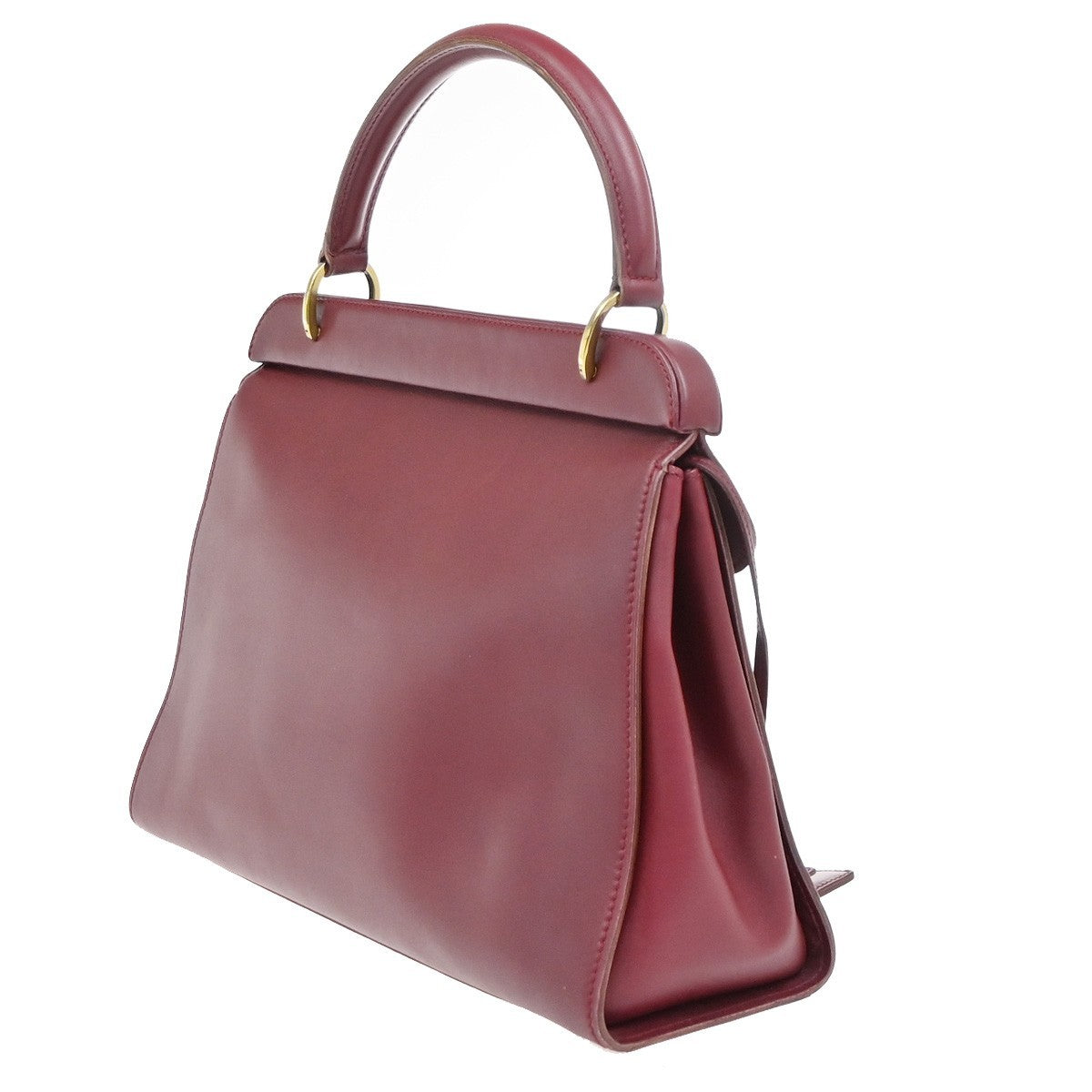 GUCCI Logo Top Handle Shoulder Hand Bag Leather Red GHW Italy 70KC634