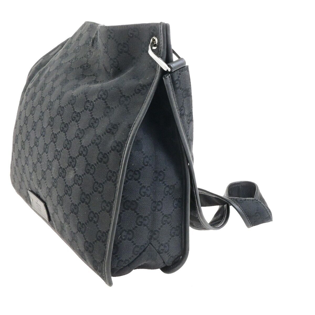 GUCCI Logo GG Pattern Cross Body Shoulder Bag Canvas Leather Black Italy 01FB473