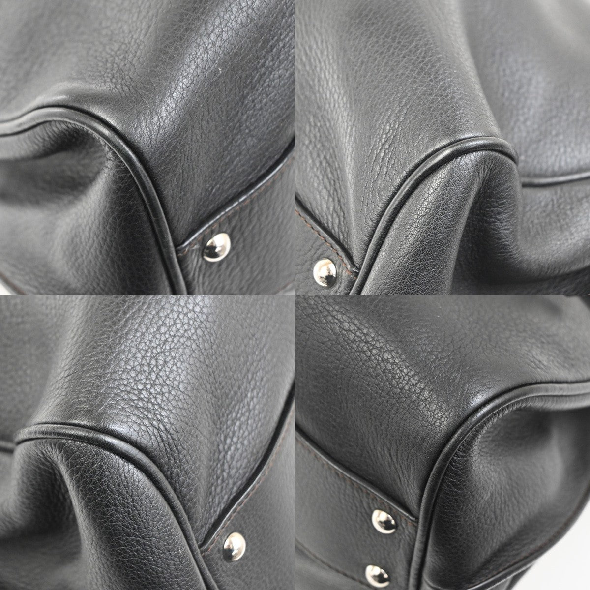 SALVATORE FERRAGAMO Logo Gancini Shoulder Bag Leather Blac SHW Italy 61YJ016