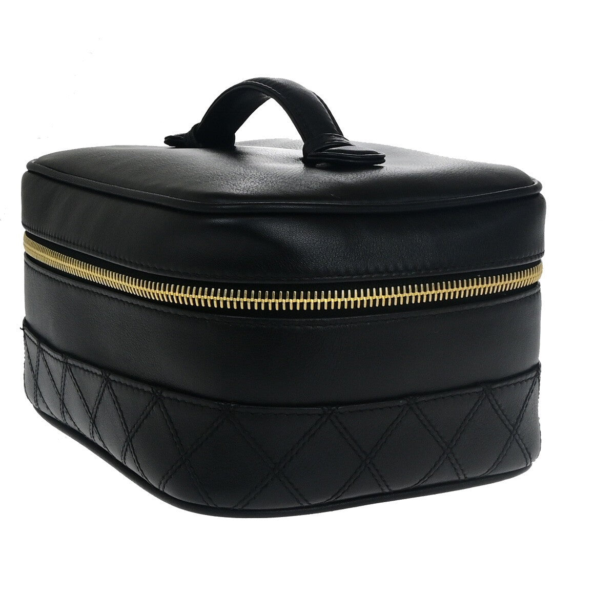 CHANEL CC Logo Bicolore Vanity Hand Bag Leather Black GHW Italy 77RK577