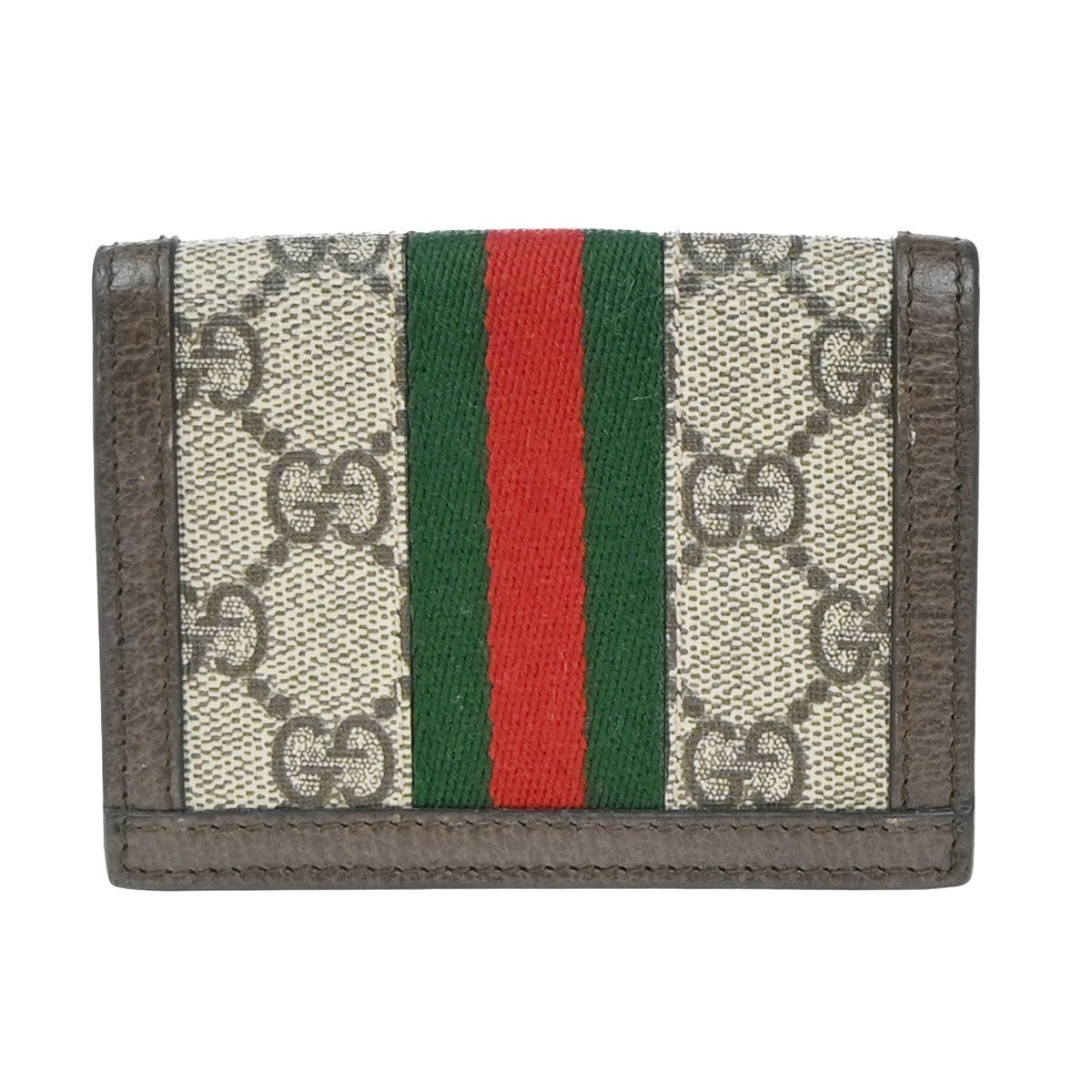 GUCCI Logo GG Pattern Sherry Compact Wallet Supreme Leather Brown 69EG386