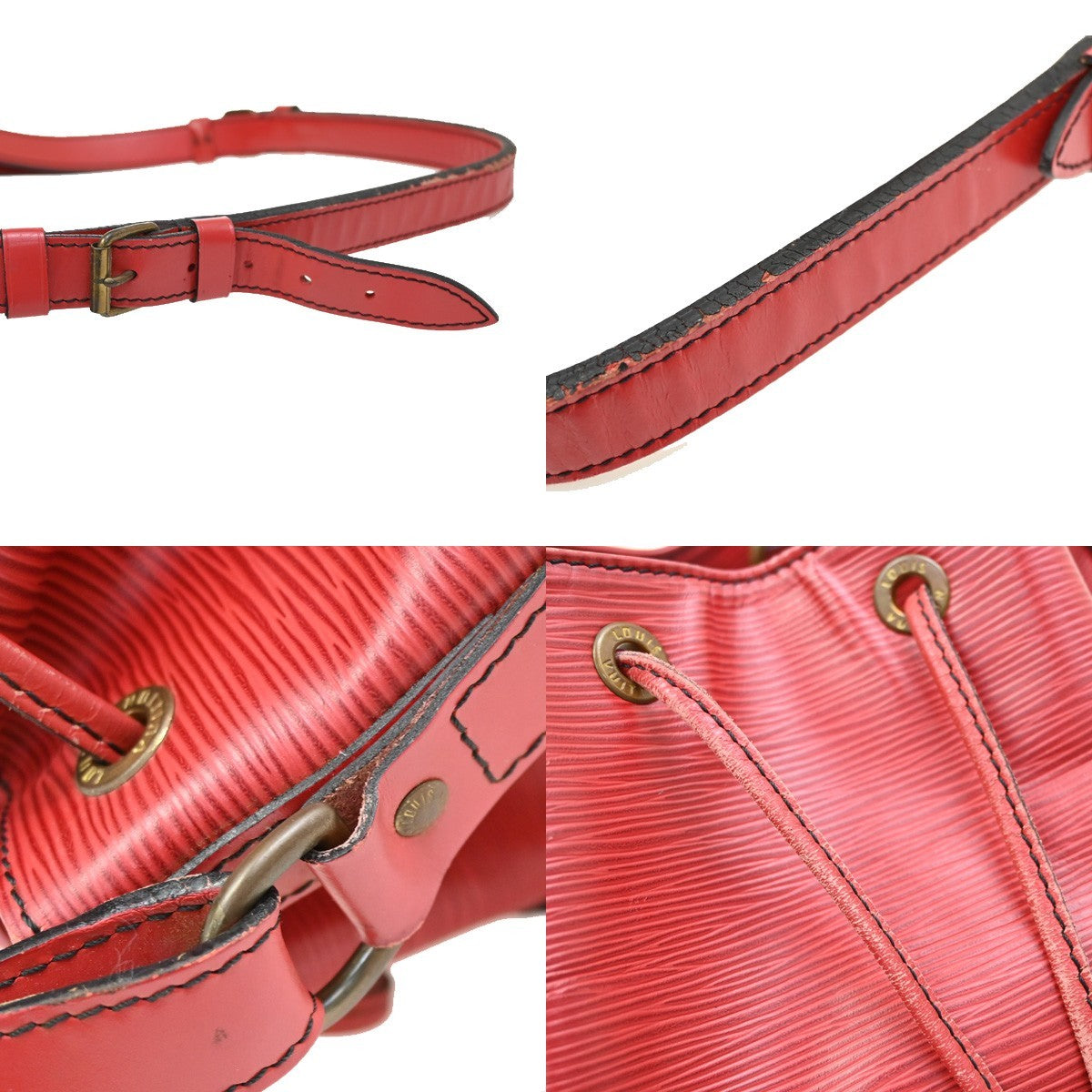 LOUIS VUITTON Petit Noe Drawstring Shoulder Bag Epi Leather Red M44107 37EF884