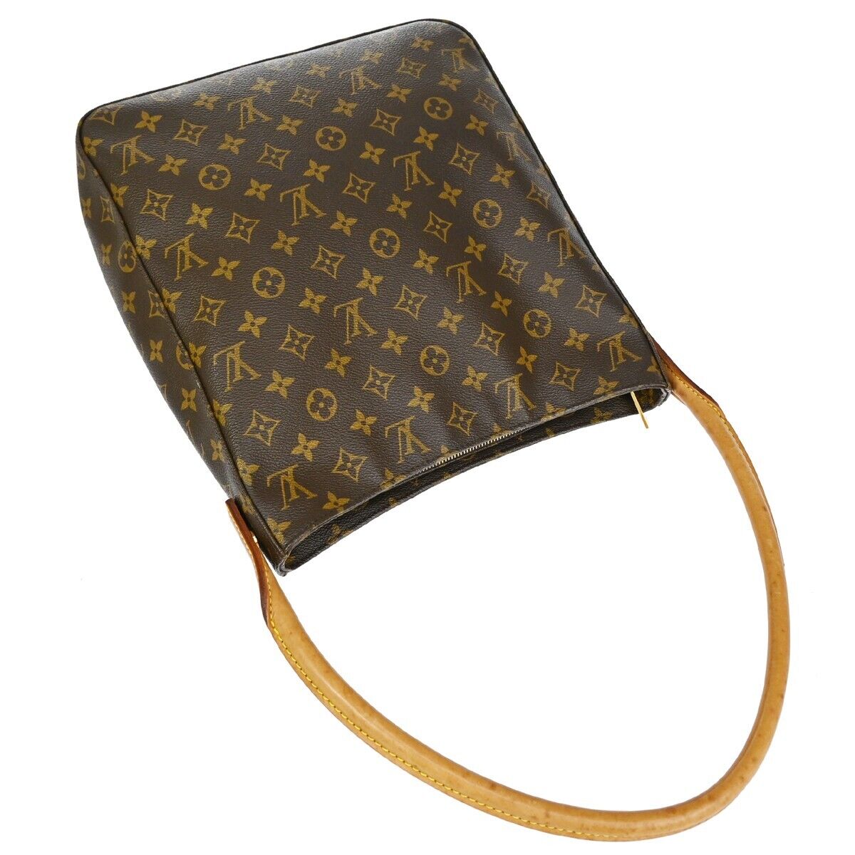 LOUIS VUITTON Logo Looping GM Shoulder Bag Monogram Leather Brown M51145 73ED287