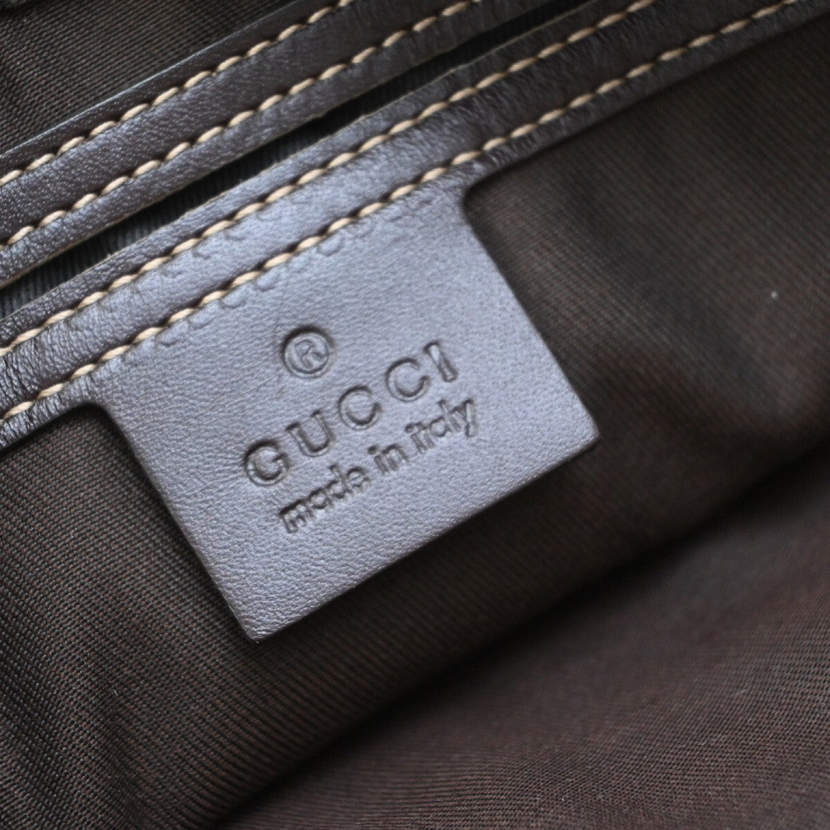 GUCCI Logo GG Pattern Shoulder Bag PVC Leather Brown GHW Italy 70EE317
