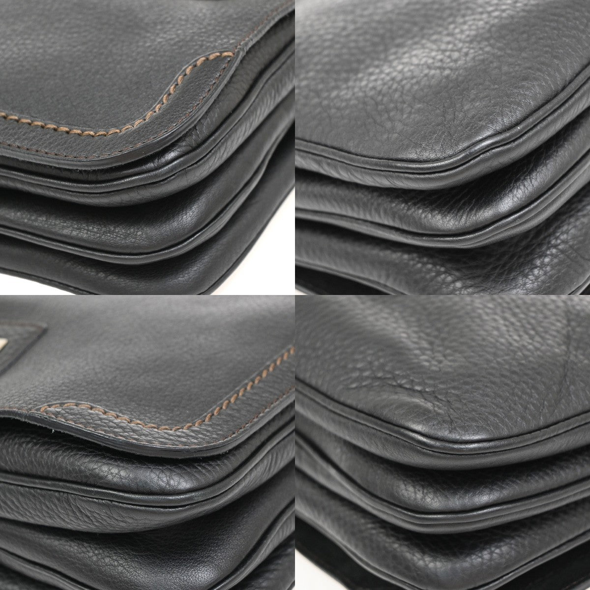 SALVATORE FERRAGAMO Gancini Shoulder Bag Leather Black SHW Italy 34RF978