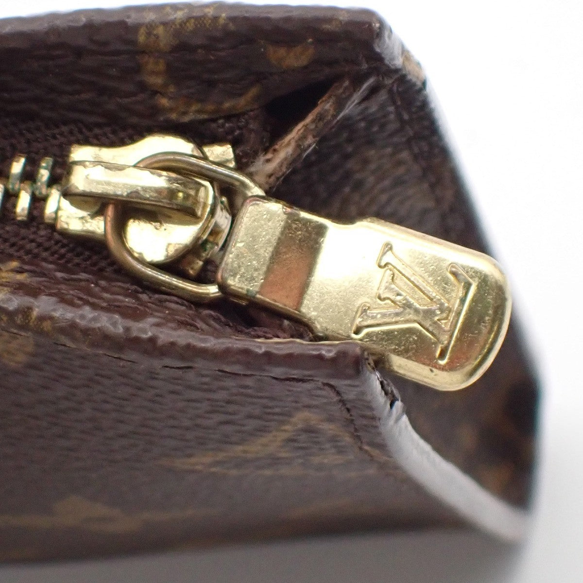 LOUIS VUITTON Logo BUCKET PM Pouch Bag Monogram Leather Brown France 60KB735